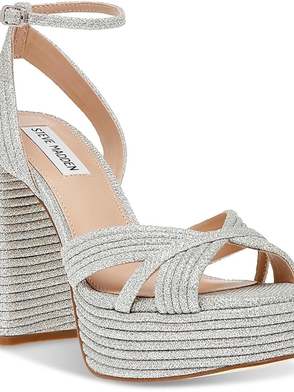 Steve Madden Silver Glitter Platform Sandals Laurel Sandals